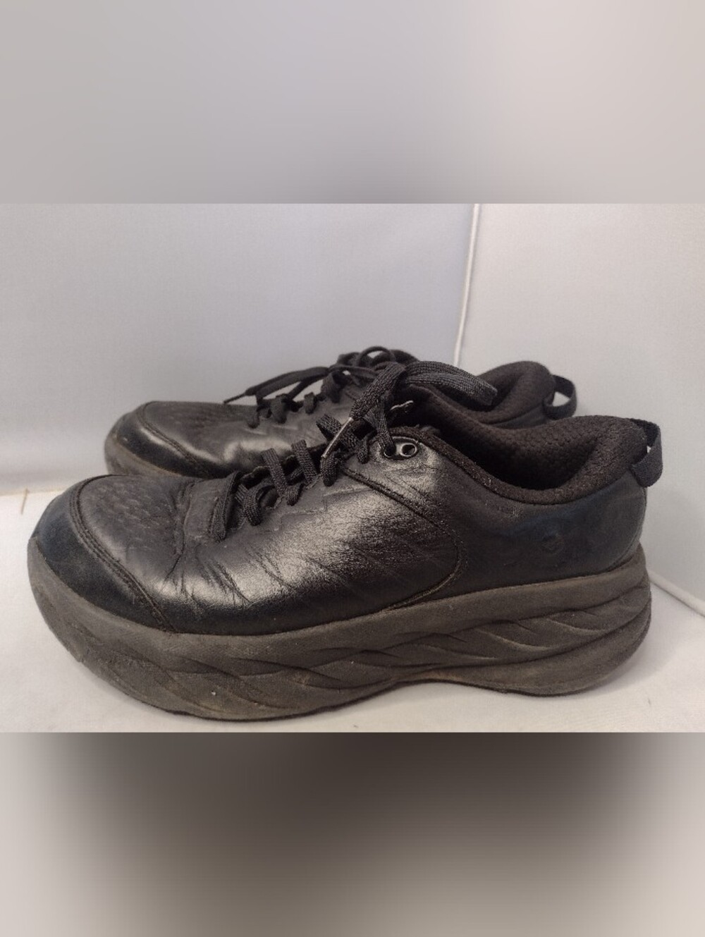 Hoka One One Bondi SR Slip Resistant Triple Black Shoes Women's 8.5 Lace Up B8